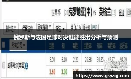 俄罗斯与法国足球对决谁能胜出分析与预测
